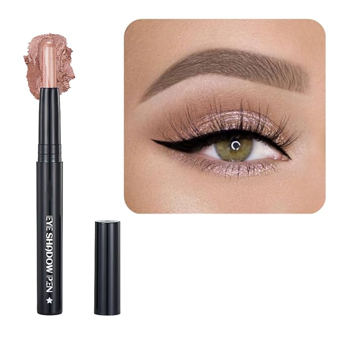 SAUBZEAN Light Gold Eyeshadow Stick Makeup, Cream Shimmer Eye Shadow Pencil, Hypoallergenic Waterproof Long Lasting Crayon, Smooth Glitter Primer Palette Eyeliner Make up