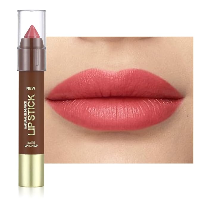 QIDSTERS Matte Lipstick Crayon Set for Women, Ruby Red 24 Hour Lipstick Lip Liner Pencil, Neutral Lip Stick Lipliner Long Lasting Waterproof Smudge Proof, Vegan & Cruelty-Free, 04