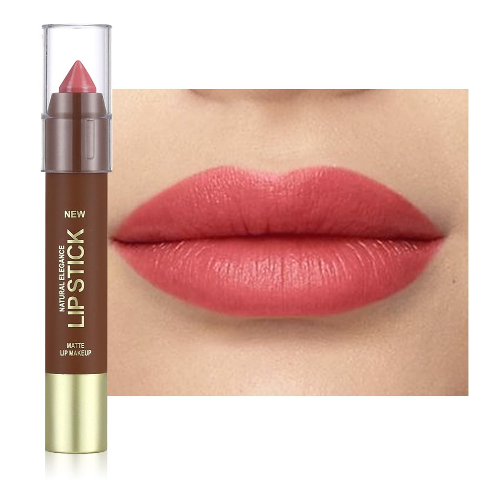 QIDSTERS Matte Lipstick Crayon Set for Women, Ruby Red 24 Hour Lipstick Lip Liner Pencil, Neutral Lip Stick Lipliner Long Lasting Waterproof Smudge Proof, Vegan & Cruelty-Free, 04