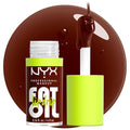 NYX PROFESSIONAL MAKEUP Fat Oil Lip Drip, Moisturizing Lip Oil Gloss, Vegan Tinted Formula, Up to 12 HR Hydration - Status Update (Rich Chocolate)
