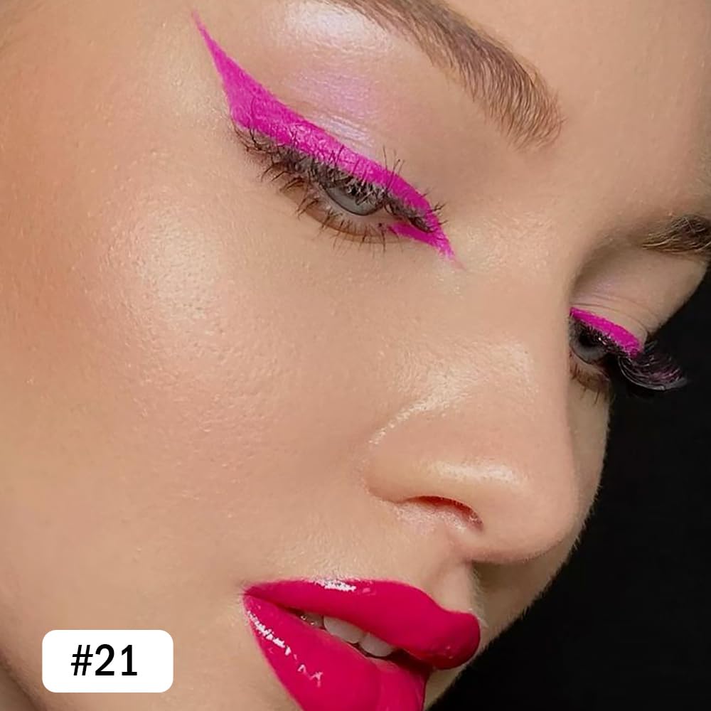 evpct Hot Pink Eyeliner Pencils for Eyes, Rose Hot Pink Colored Eye Liner Pencil Pen Makeup Waterproof Smudge Proof, Colored Gel Waterline Eyeliner Liquid, Face Eye Paint Stick Halloween Makeup 21