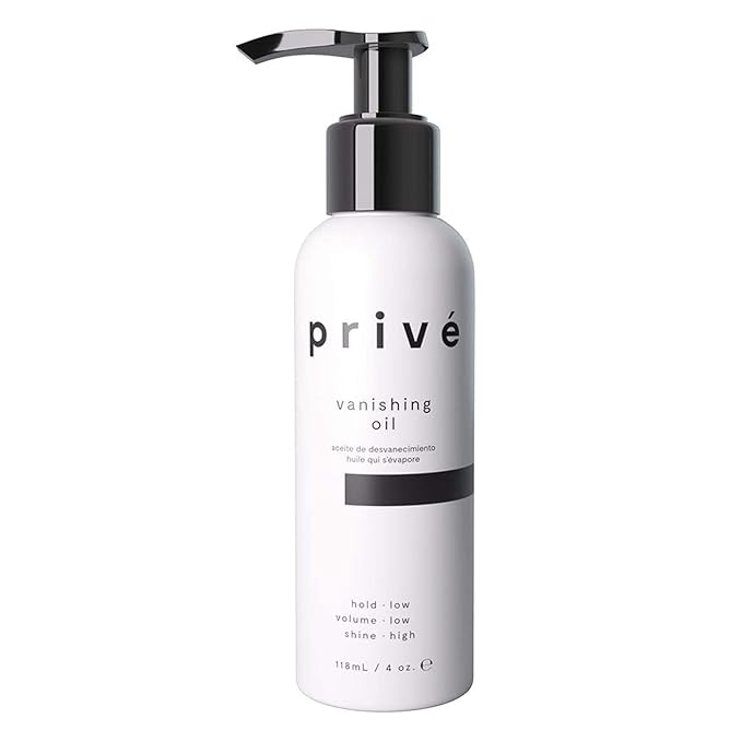 Prive Vanishing Hair Oil - Lightweight Anti Frizz Oil for Shine and Smoothness - Hydrating Hair Oil with Baobab, Kukui and Carrot Seed Oils - Non Greasy, Vegan - 4 oz