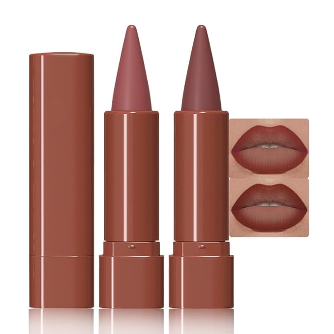BINGBRUSH Lip Liner Pencil Set, Matte Lipstick Set, Cone Tip Line&Fill,2pcs