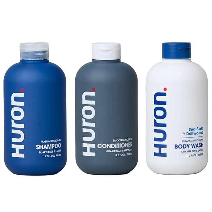 Huron Shampoo, Conditioner & Body Wash, Sea Salt + Driftwood 3-pack (11oz)