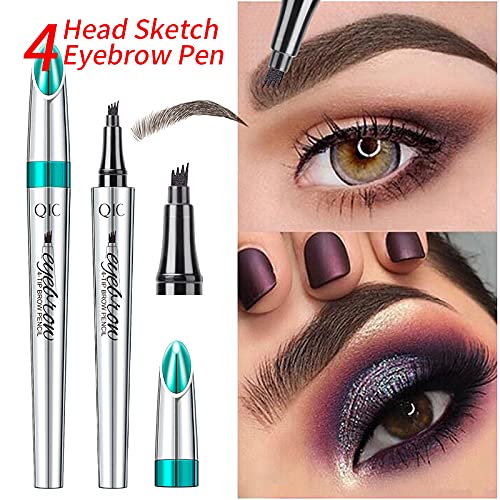 Microblading Eyebrow Pencil, Eyebrow Pen with an Upgrade Micro-Fork Tip Applicator, Waterproof Microblading Brow Pen,Last All Day, Brow Pencil for Natural Looking Brows Makeup (Light Brown)
