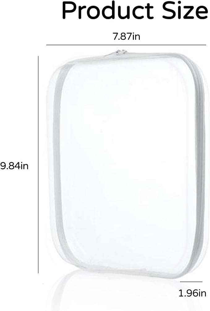 PGAXM 3PCS Clear Hard Plastic Zipper Case, Double Zippers Hard Pouch, Portable Travel Organizer Bin Clear Makeup Bag for Toy Storage, Snack Bag, Cosmetics, Diaper Bag, Toiletry Bag (3PCS-M)