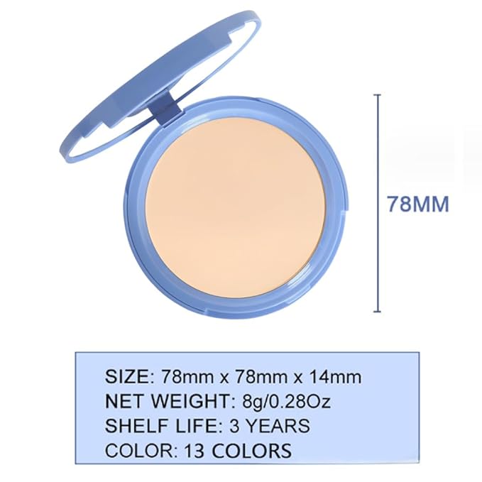 Oil Control Matte Perfection Face Powder Compact For Women, Matte Smooth Flawless Setting Powder Makeup, Polvo Compacto De Maquillaje, Waterproof Long Lasting, 0.35Oz (03 Pure Beige)