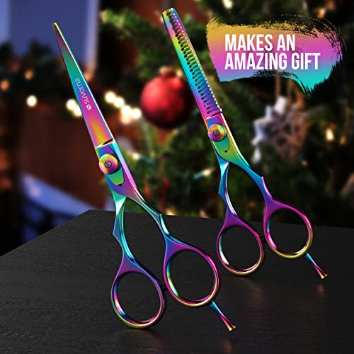 Suvorna 5.5" Hair Cutting Scissors Professional with Thinning Shears, Right-Hand Professional Hair Scissors, Barber Shears, hair shears, 2 Pcs Hair Cutting Shears - tijeras de peluqueria profesional.