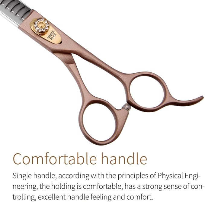 Fenice Peak 8'' Professional Dog Grooming Scissors Set Rose Gold 440C Stainless Steel Straight Thinning Curved Chunker Shears 4pcs Set for Pet Grooming Services Dogs and Cats