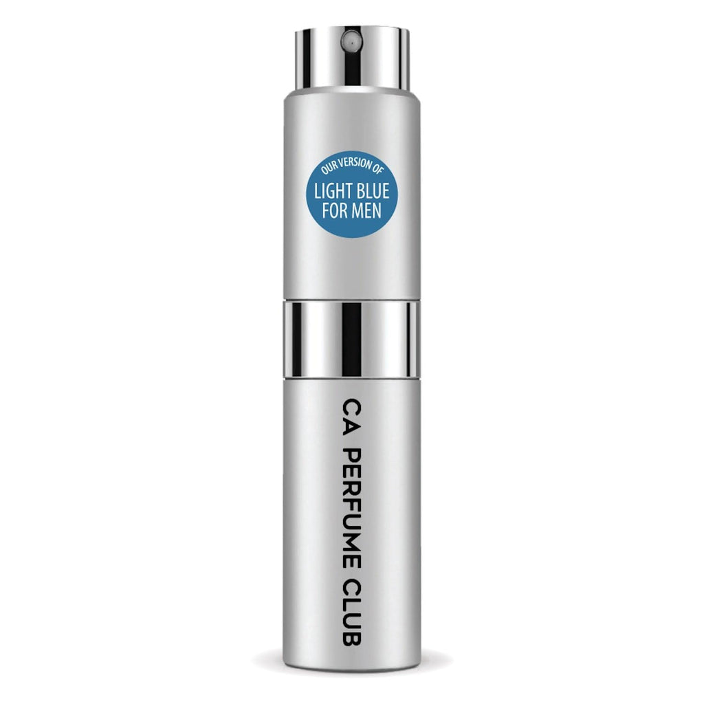 CA Perfume Impression of Light Blue For Men Woody Aquatic Scent Long Lasting Cologne for Men Eau De Parfum Travel Size Refillable Atomizer Spray 0.27 Fl Oz 8ml