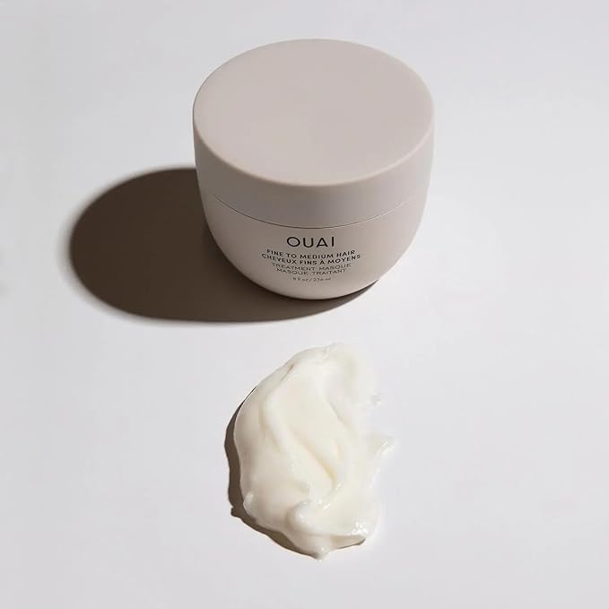 OUAI Fine to Medium Hair Treatment Mask - Lightweight Deep Conditioning Hair Mask with Shea Butter, Keratin & Panthenol - Helps Hydrate, Fight Frizz, Strengthen & Repair Damage (8 oz)