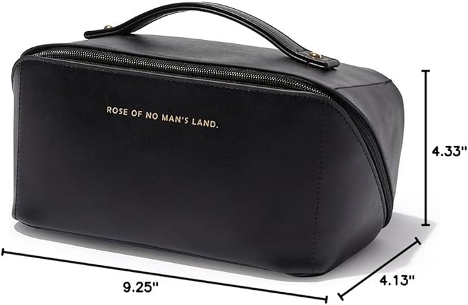 EACHY Travel Makeup Bag,Large Capacity Cosmetic Bags for Women,Waterproof Portable Pouch Open Flat Toiletry Bag Make up Bag with Divider and Handle, Gifts for Women (Black, Medium)