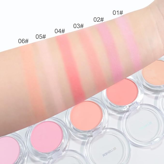 HHLTOH Blush for Cheeks Makeup Palette, Natural Matte Cream Powder Single Blushes for Eye and Cheek, Buildable Long-Lasting Color,Vegan & Cruelty-Free,Everyday Makeup Look for Women,#06-Deep Nude