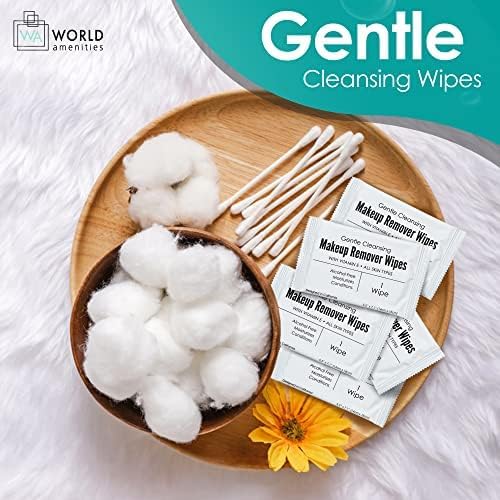 World Amenities Makeup Remover Wipes - Alcohol Free - Vitamin E Face Wipes for Sensitive Skin Comfort - Travel Friendly Facial Cleansing Wipes - 25 Count Bulk Pack