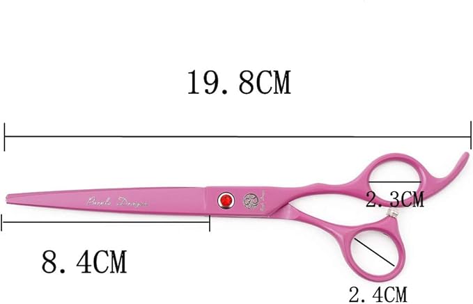 Purple Dragon 7" Dog Grooming Scissors Set with Rhinestone Accent - Pink