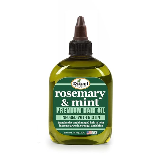 Difeel Rosemary and Mint Premium Hair Oil with Biotin 7.1 oz. (PACK OF 2) - Made with Natural Mint & Rosemary Oil for Hair Growth