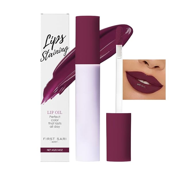 Hxssll Nourishing High-Shine Lip Gloss,Hydrating & Moisturizing Lip Tint, Non-Sticky, Long-Lasting Glossy Lip Stain,Softens & Plumps Lips for Smooth,Gentle Formula for Dry Lips 08#Berry