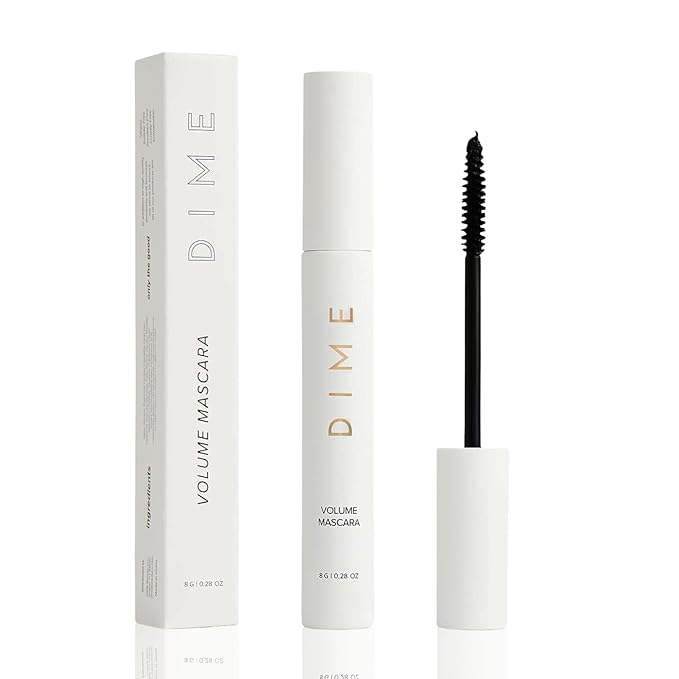DIME Beauty Volume Boost Tubing Mascara, Smudge Proof, Clump Free Mascara for Fuller, Thicker Lashes - Buildable Length and Volume with Squalane and Cacao Extract - Clean, Vegan - Black 0.28 oz / 8g