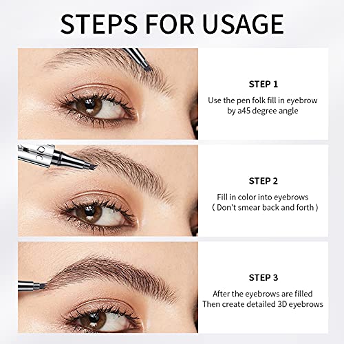 Microblading Eyebrow Pencil, Eyebrow Pen with an Upgrade Micro-Fork Tip Applicator, Waterproof Microblading Brow Pen,Last All Day, Brow Pencil for Natural Looking Brows Makeup (Black)