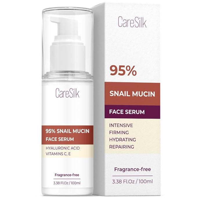 Caresilk Snail Mucin Serum - Face Hydrating Essence - Hyaluronic, Collagen, Royal Jelly - Advanced 95% Snail Peptide Moisturizer, Barrier Serum - 100 ml