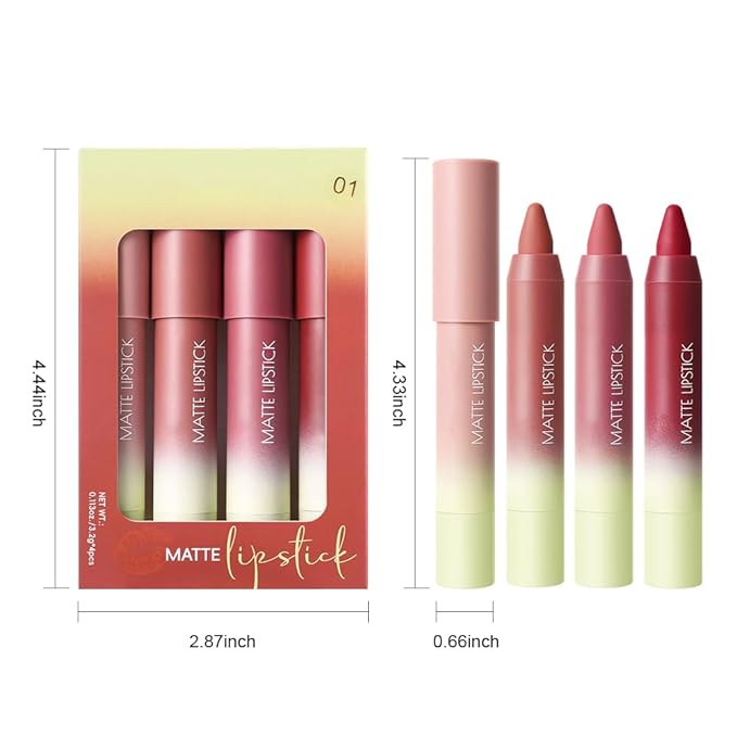 BINGBRUSH 4pcs Lip Liner Set, 2-in-1 Lip Liner and Matte Lipstick Pencil