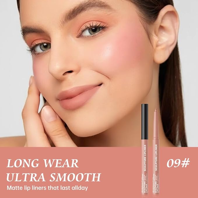 Hxssll 12 Colors Matte Lip Liner Pencil – Long Lasting Waterproof Lip Liner, Smudge Proof Transfer Proof Lip Pencil, High Pigment Lip Makeup for Defining & Filling Lips (09#, 1PCS)