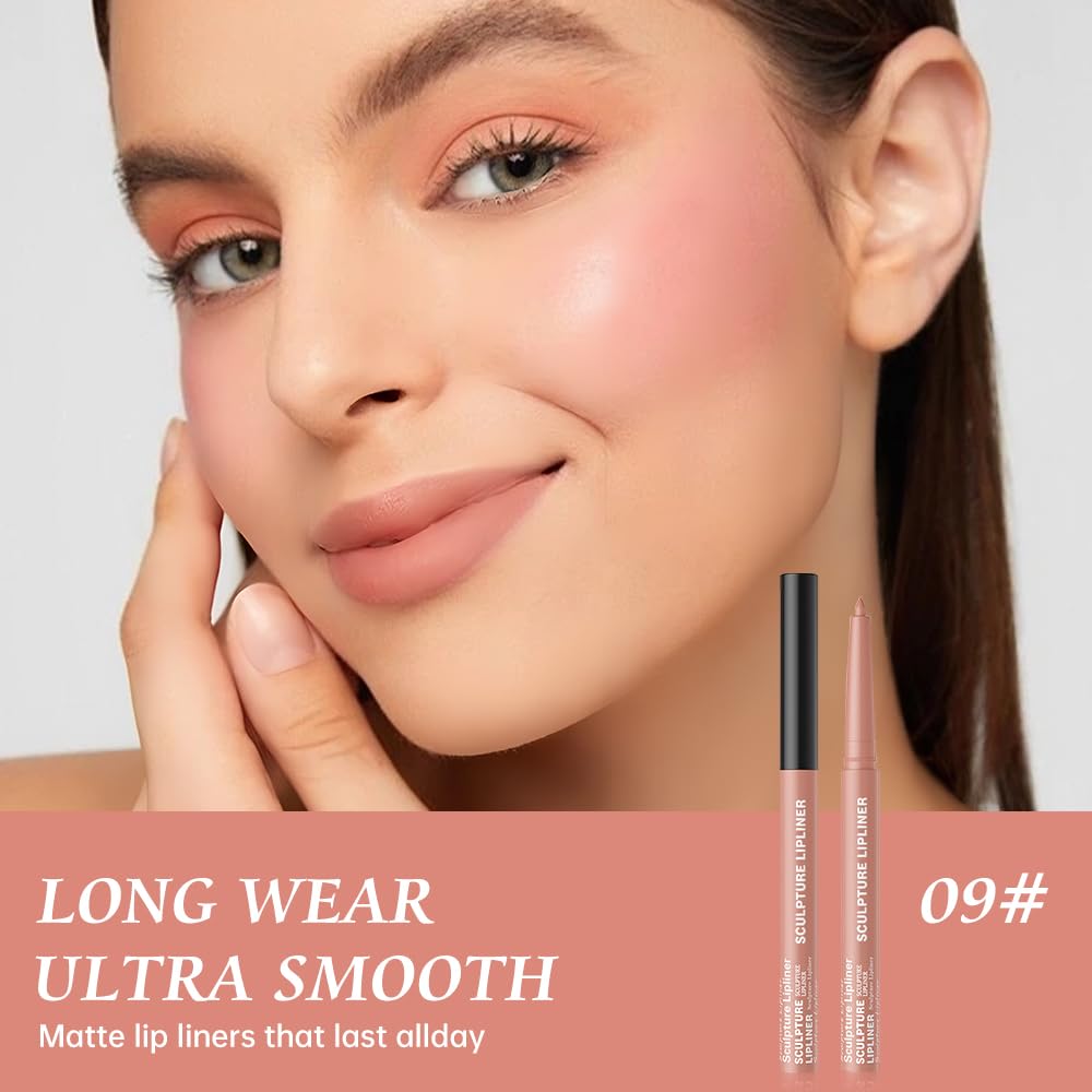 Hxssll 12 Colors Matte Lip Liner Pencil – Long Lasting Waterproof Lip Liner, Smudge Proof Transfer Proof Lip Pencil, High Pigment Lip Makeup for Defining & Filling Lips (09#, 1PCS)