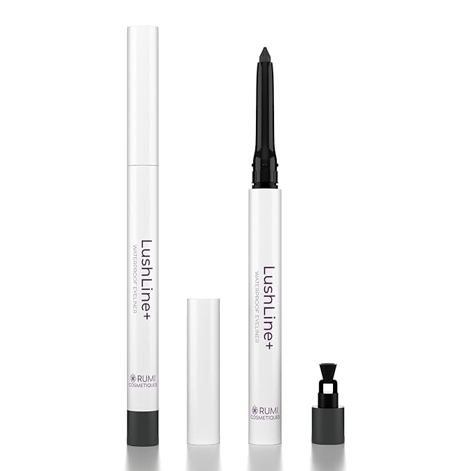 Rumi Cosmetiques LushLine+ Waterproof Eyeliner Pencil For Mature Women - Smudge Proof, Long-Lasting, Non Toxic, Soft Glide - Safe For Sensitive Eyes (Natural Grey)
