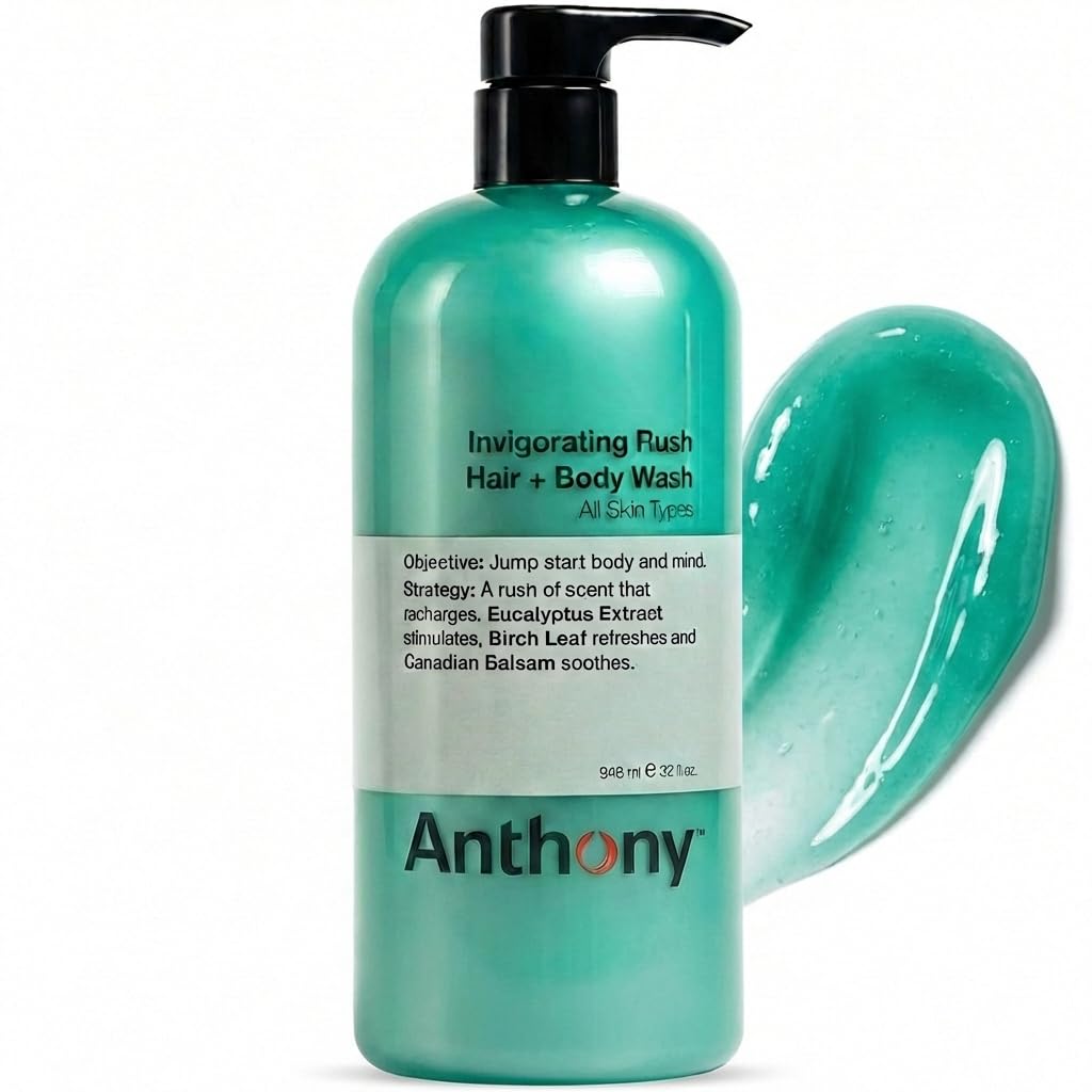 Anthony Invigorating Rush 3 in 1 Shampoo Conditioner Body Wash, 12 Fl Oz