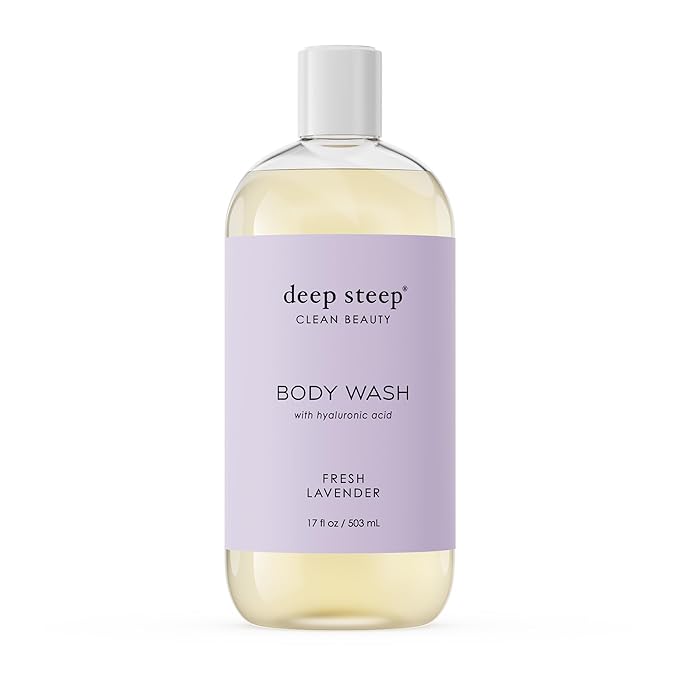 Deep Steep Fresh Lavender Body Wash, Hydrating Shower Gel with Hyaluronic Acid & Shea Butter for Sensitive Skin, Bodywash for Women & Men, 17 Fl Oz, 1-Pack