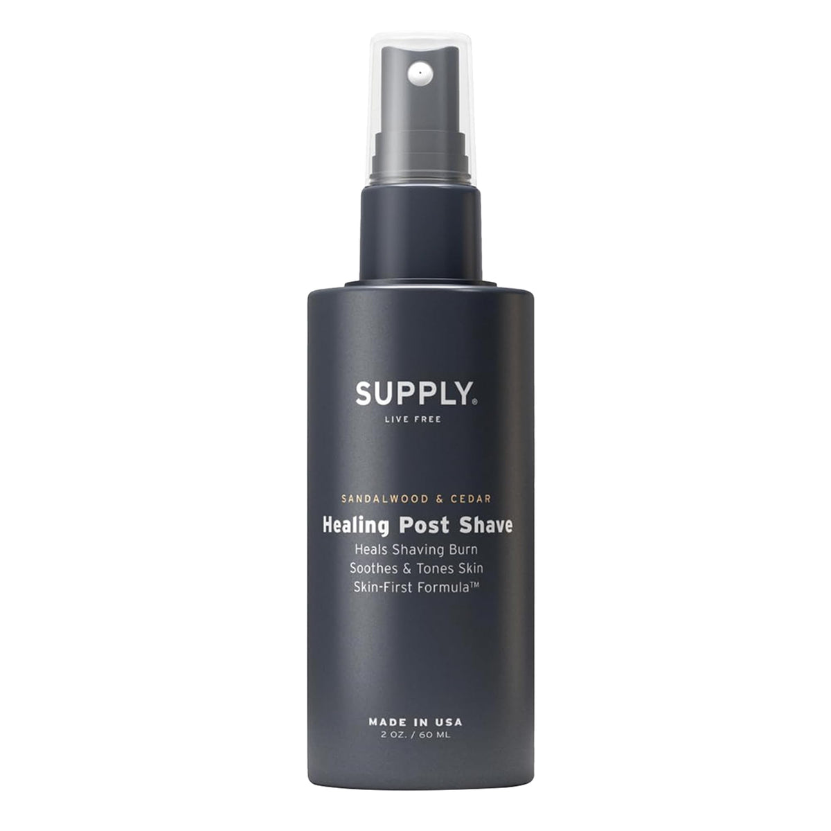 SUPPLY Healing Post Shave Spray for Men – Alcohol-Free Aftershave to Soothe Irritation, Hydrate Skin & Reduce Razor Burn – Sensitive Skin Friendly – Sandalwood & Cedar, 2 oz