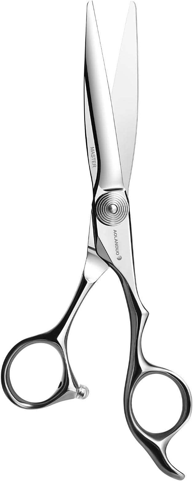 AOLANDUO Master Series Barber Scissors 6" – VG10 Steel, Large Frame Handle for Big Hands, Reinforced Blade Back for Long-Term Use, Convex Edge, Precision Tension, 1 Count
