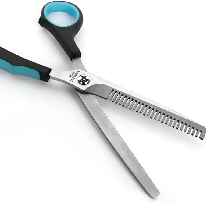 Claw Claws 7 inch Thinning Scissors with 26-Teeth Stainless Steel Blades and Wave Style Handle for for Home Hair Cutting Shears
