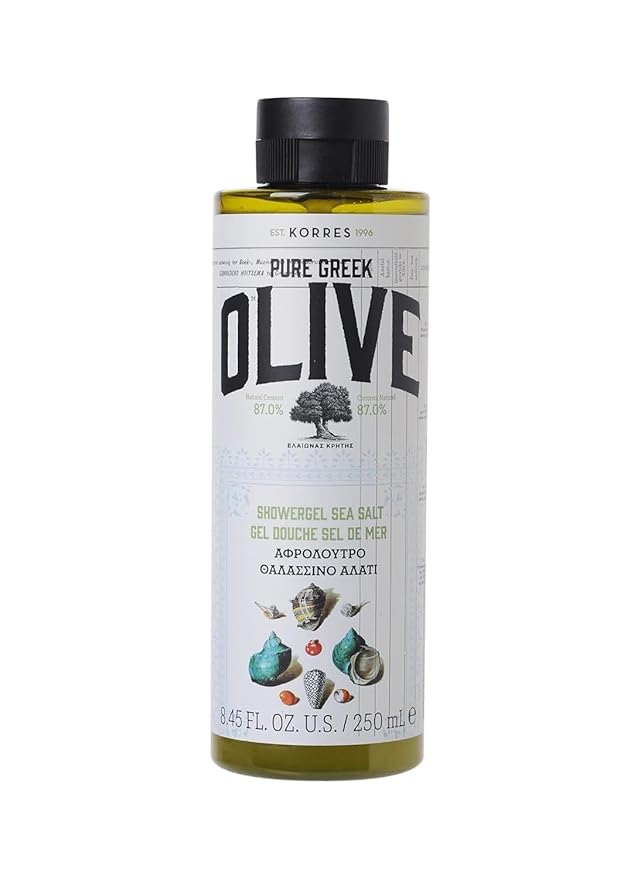 KORRES Pure Greek Olive Shower Gel, Sea Salt, 8.45 Fl Oz