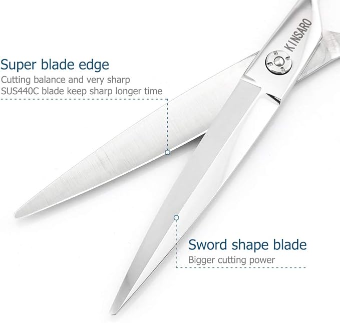 KINSARO 7 in Professional Hair Scissors Willow Shape Sliding Shears,440C