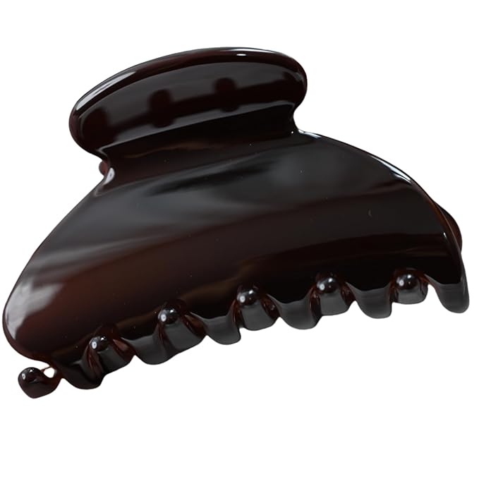 Prettyou Handmade Celluloid Acetate French Design Barrettes Tortoise Shell Claws Hair Claw Luxury Fashion Accessories Hair Clip for Women (chocolate)