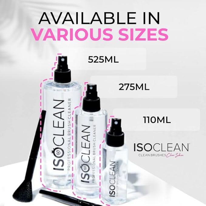 ISOCLEAN Makeup Brush Cleaner – Gentle Daily Use Solution, Reduces Product Buildup, Improves Application, Easy Clean Brush Cleaning Solution & Sponge Cleaner - Spray Top, 9 fl oz