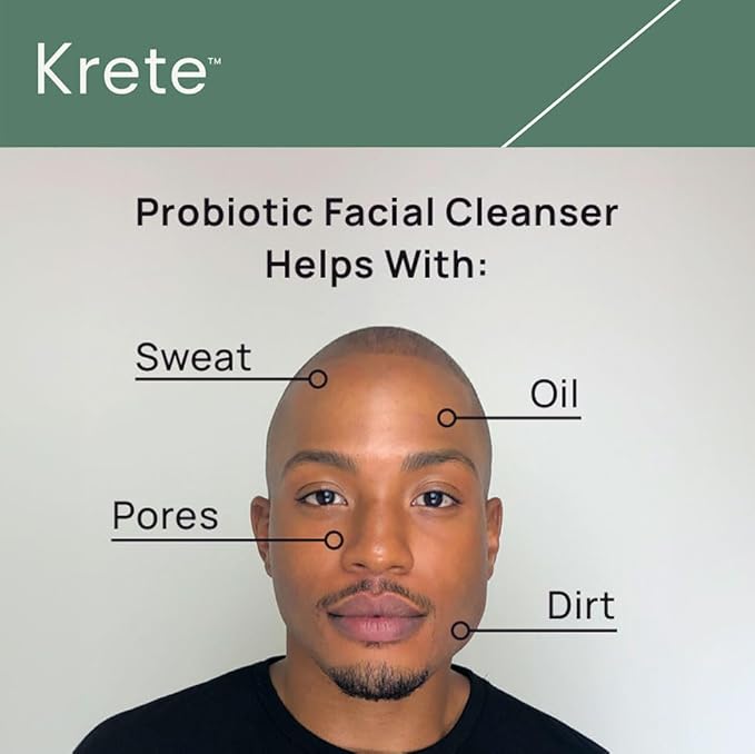 krete One-Two Punch with Probiotic Facial Cleanser & Facial Serum for Men – Moisturize, Hydrate, and Protect Your Skin in 30 Seconds