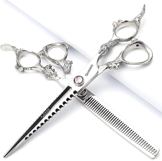 5.5/6 /7 Inch Purple Dragon Knight Professional Japanese Hair Scissors Barber Scissors Set (7 inch 3pc)