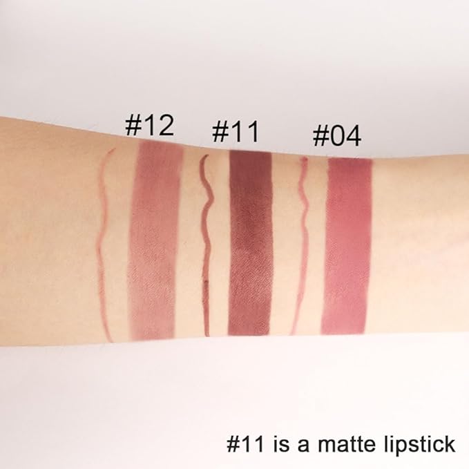 HHLTOH 2-in-1 Brown Lip Liner & Lipstick Set Kit for Women, Matte Lips Kit with Lip Liner Lip Stains Long Lasting Waterproof 24 Hour Lipstick and Lip Liners Combo Lipliners Pencil Set 11