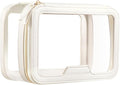 Camdeez Rownyeon Clear Makeup Case Toiletry Bag Multipurpose Travel Makeup Train Case Portable Cosmetic Organizer Transparent Storage Bag White