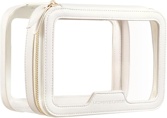 Camdeez Rownyeon Clear Makeup Case Toiletry Bag Multipurpose Travel Makeup Train Case Portable Cosmetic Organizer Transparent Storage Bag White