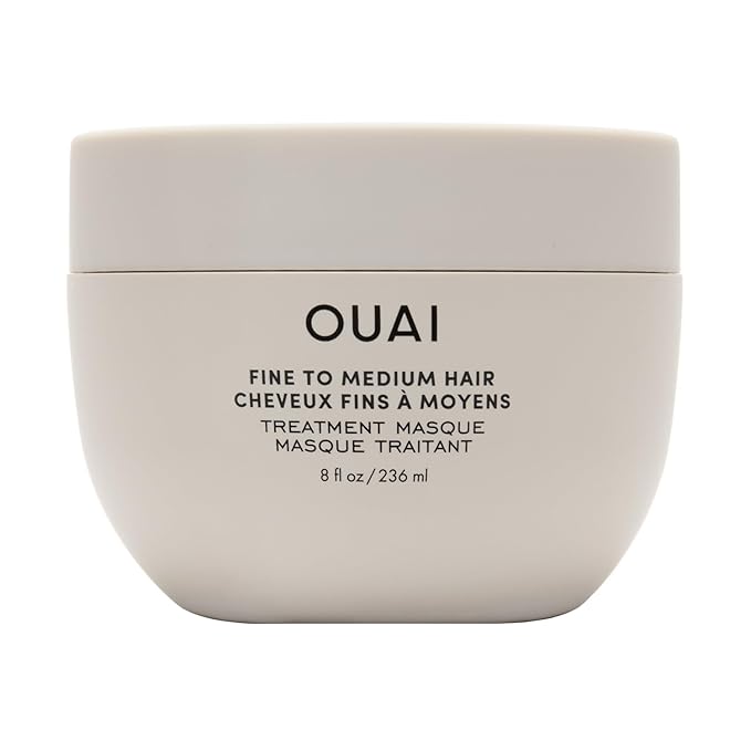 OUAI Fine to Medium Hair Treatment Mask - Lightweight Deep Conditioning Hair Mask with Shea Butter, Keratin & Panthenol - Helps Hydrate, Fight Frizz, Strengthen & Repair Damage (8 oz)