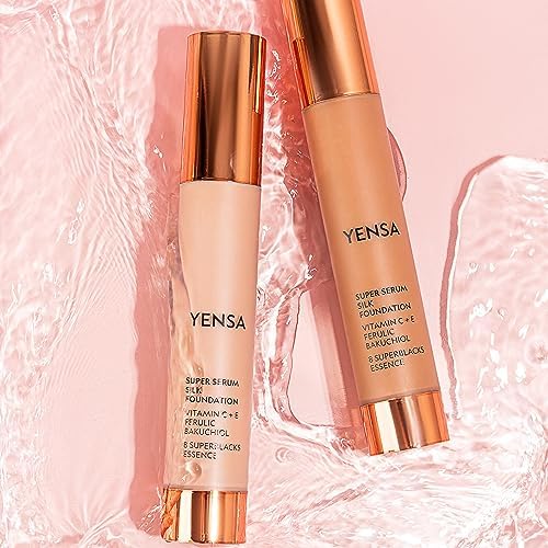 YENSA Super Serum Silk Foundation - Hydrating, Full Coverage Foundation with Vitamin C & Bakuchiol Oil - Blurs Imperfections & Evens Skin Tone - Korean Skin Care Makeup - Fair 1 (1 oz)