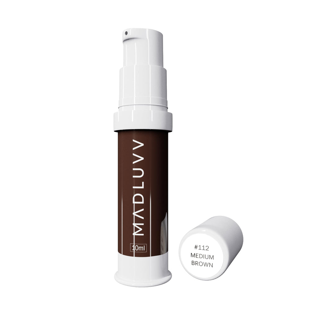 MADLUVV Professional Makeup Pigment for PMU Brow Artistry, Made in the USA, Vegan, Cruelty-free, Non-Toxic, Gel Consistency & High Retention - Medium Brown 112