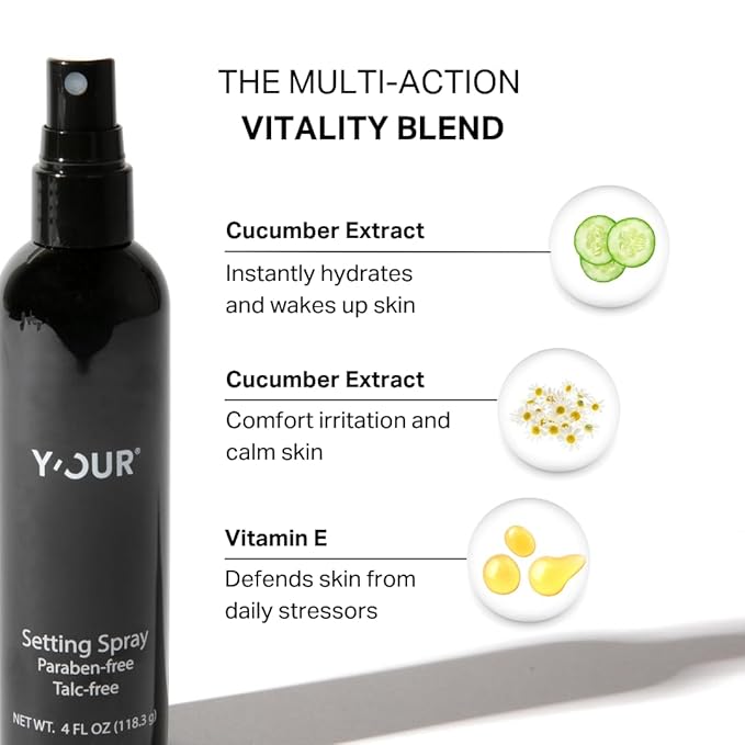Y'OUR Age-Defying Setting Spray & Silk Face Mist, 16HR+ Crease-Resistant, Transfer Proof, Hydrating Mist for Mature Skin, Pore-Blurring & Skin-Firming, Vegan & Cruelty-Free, Caffeine & Pro-Vitamin