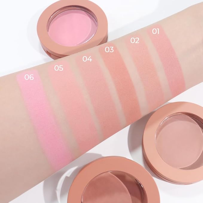 HHLTOH Single Soft Rose Pink Matte Powder Blush Palette Face Makeup, Blush for Looks Younger Cheeks, Monochrome Cream Blushes Lightweight Long Lasting, Blush for Women All Skin Tones Paleta de, 01