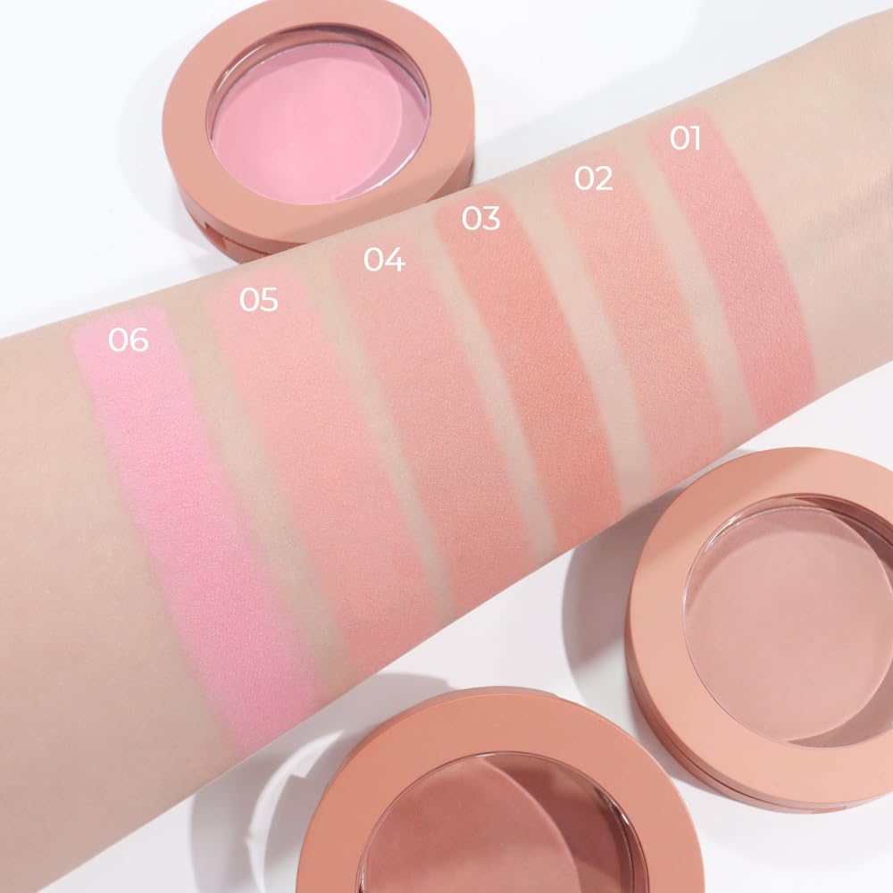 HHLTOH Single Soft Rose Pink Matte Powder Blush Palette Face Makeup, Blush for Looks Younger Cheeks, Monochrome Cream Blushes Lightweight Long Lasting, Blush for Women All Skin Tones Paleta de, 01