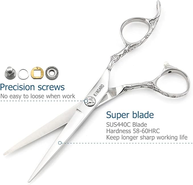 KINSARO 6 In Professional Hair Cutting Scissors, Rose Handle
