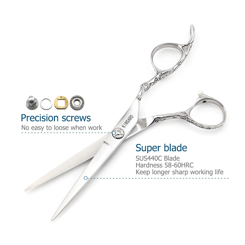 KINSARO 6 In Professional Hair Cutting Scissors, Rose Handle